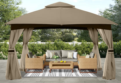 ABCCANOPY Tonnelle d'extérieur 10 x 20 – Tonnelle de terrasse avec moustiquaire, auvents extérieurs pour l'ombre et la pluie pour pelouse, jardin, cour et terrasse (beige) beige 