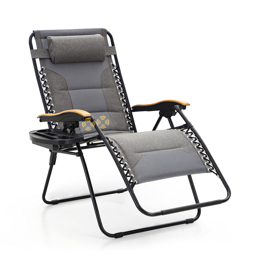 Sophia &amp; William XL Zero Gravity Chair avec massage, chaise longue inclinable à gravité surdimensionnée avec porte-gobelet gratuit, prend en charge 400 lb (gris) 1 paquet de massage gris