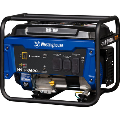 Westinghouse Outdoor Power Equipment Générateur portable de 4 650 watts de pointe, prise RV Ready 30 A, alimenté au gaz, capteur de CO, conforme CARB 4 650 W + capteur de CO 