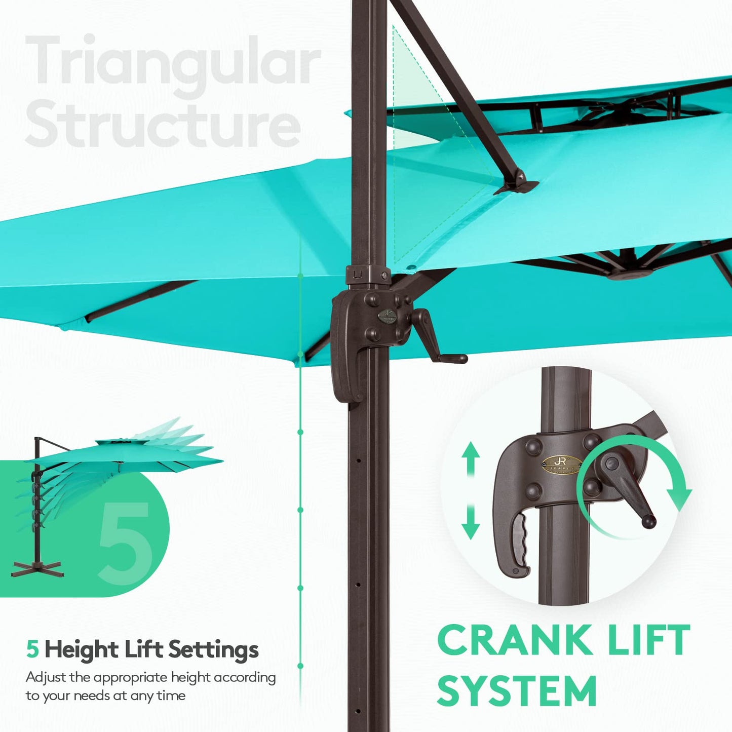 Square Cantilever Patio Umbrella 9FT SKY BLUE