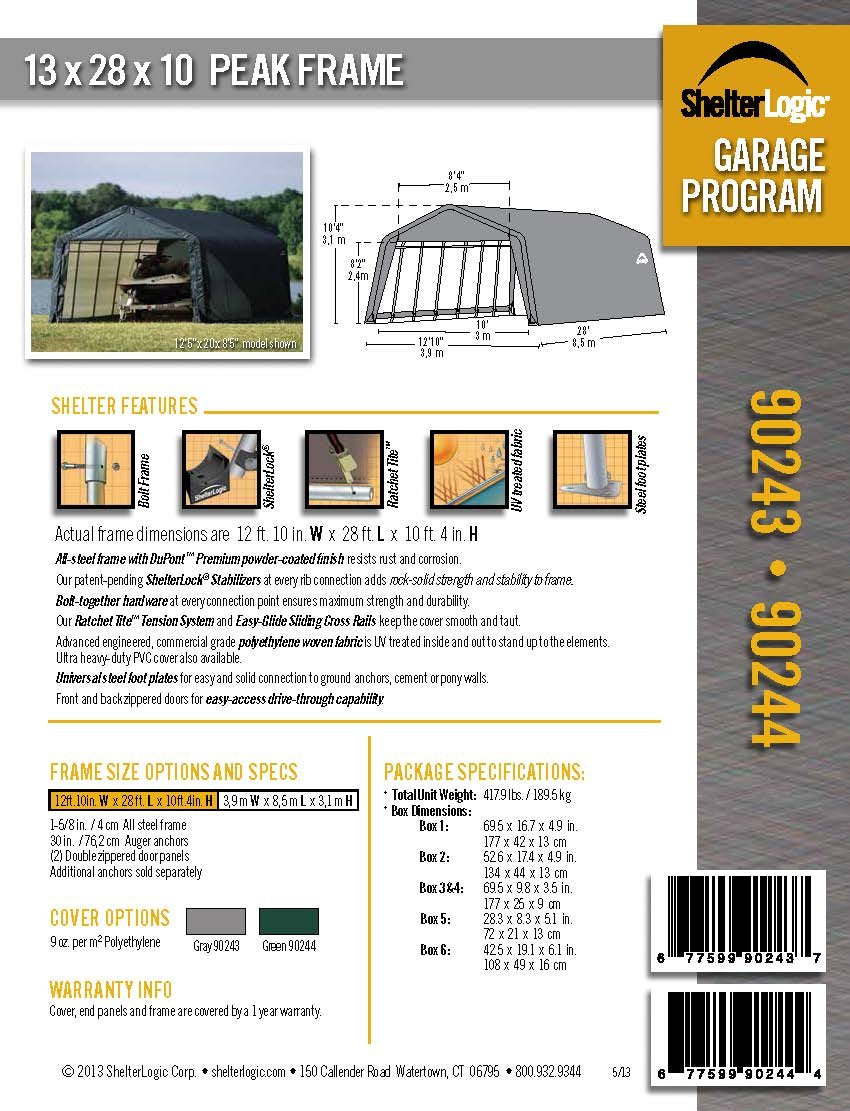 ShelterLogic 90244 Vert 12'x28'x10' Abri de style pic 12'x28'x10' 