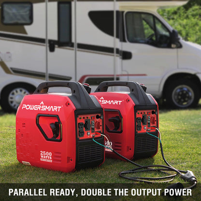 PowerSmart Générateur à onduleur portable 2 500 W, générateur à gaz super silencieux pour le camping, usage domestique, extérieur, conforme CARB 2 500 W/rouge 