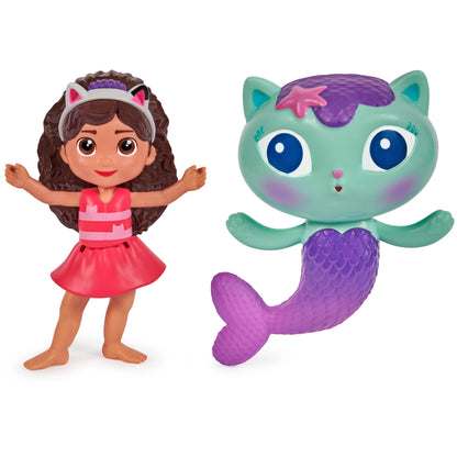 Swimways Gabby's Dollhouse Figurines flottantes, accessoires de piscine et jouets de piscine pour enfants, articles de fête et jouets aquatiques pour enfants de 3 ans et plus, Gabby &amp; Mercat Lot de 2 figurines flottantes