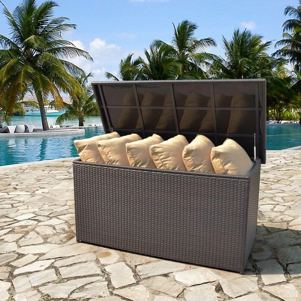 Corvus Lattice 202 Gallons Aluminum Outdoor Cushion Storage Box Black