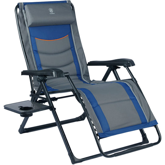 EVER ADVANCED Oversize XL Zero Gravity Recliner Padded Patio Lounger Chair with Adjustable Headrest Support 350lbs, Blue Aluminum Frame
