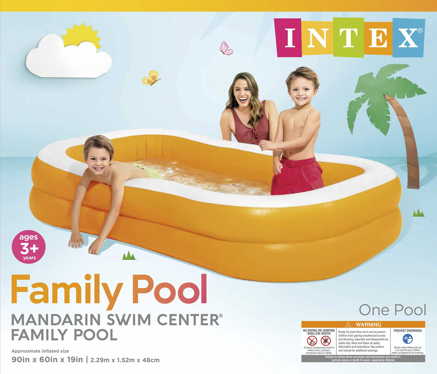 Intex Mandarin Swim Center Family Pool, 90" x 60" x 19", Ages 3+