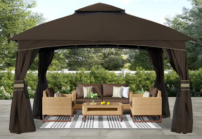 ABCCANOPY Tonnelle d'extérieur 10 x 20 – Tonnelle de terrasse avec moustiquaire, auvents extérieurs pour l'ombre et la pluie pour pelouse, jardin, cour et terrasse (beige) beige 