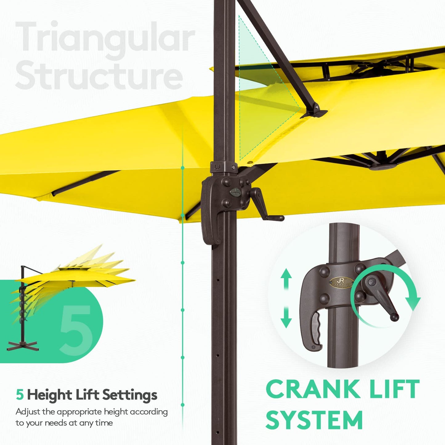 Square Cantilever Patio Umbrella 12FT YELLOW