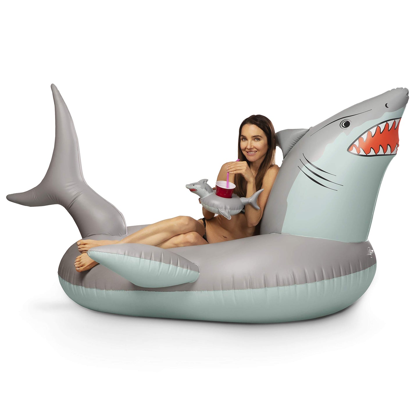 GoFloats 'Great White Bite' Shark Pool Float Party Tube - Inflatable Rafts, Adults & Kids Giant Raft