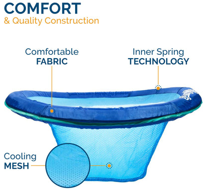 SwimWays Spring Float Papasan Chaise longue de piscine avec valve hyper plate, flotteur de piscine gonflable, bleu