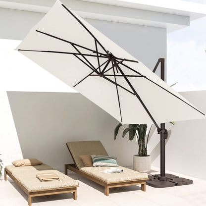 Parasol de patio en porte-à-faux carré 9 pieds blanc crème 