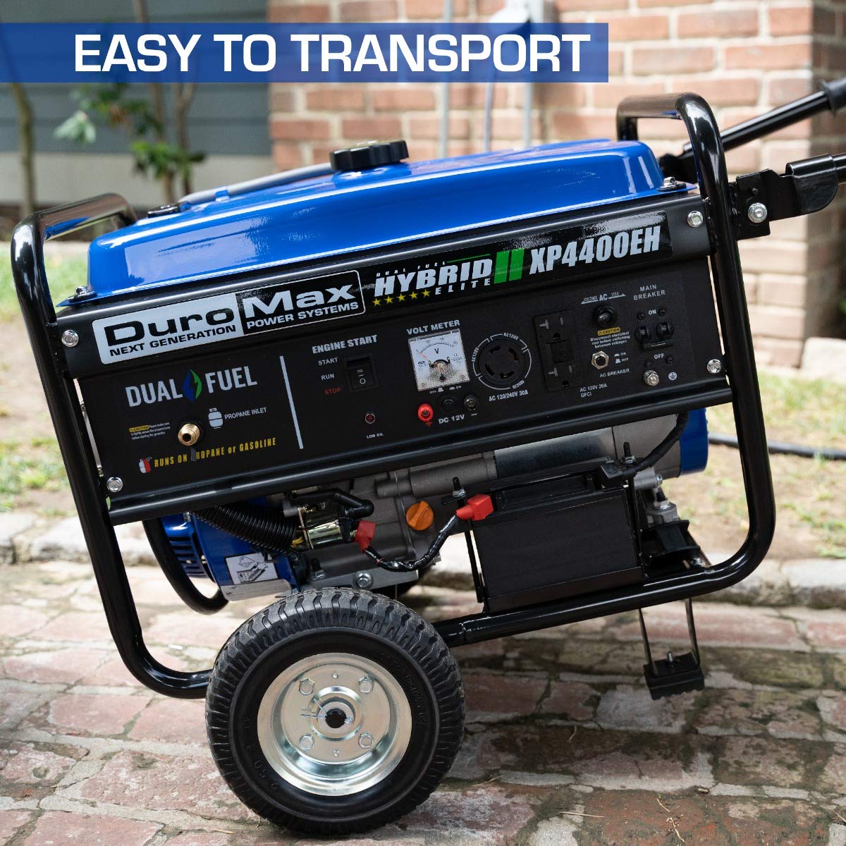 DuroMax XP4400EH Dual Fuel Portable Generator-4400 Watt Gas or Propane Powered with Electric Start