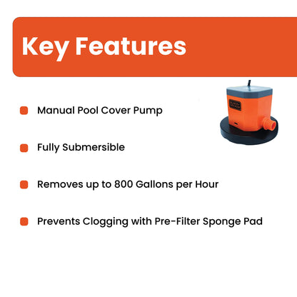 BLACK+DECKER Swimming Pool Cover Pump, 800 GPH Manual