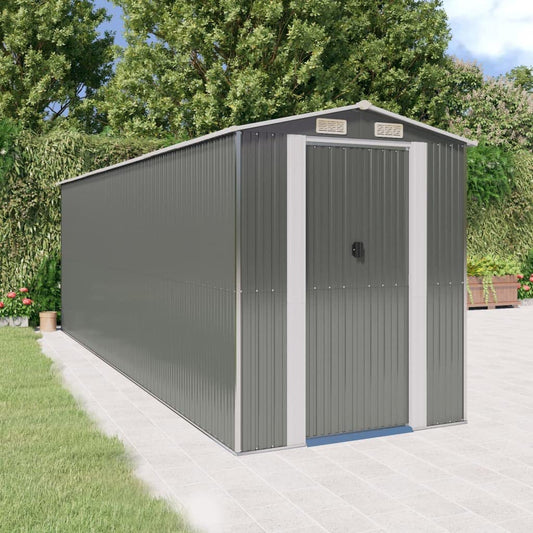 GOLINPEILO Metal Outdoor Garden Storage Shed, Large Steel Utility Tool Shed Storage House, Steel Yard Shed with Double Sliding Doors, Utility and Tool Storage, Light Gray 75.6"x238.6"x87.8" 75.6"x238.6"x87.8"