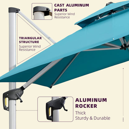 Parasol d'extérieur rectangulaire 10' X 13' bleu turquoise 