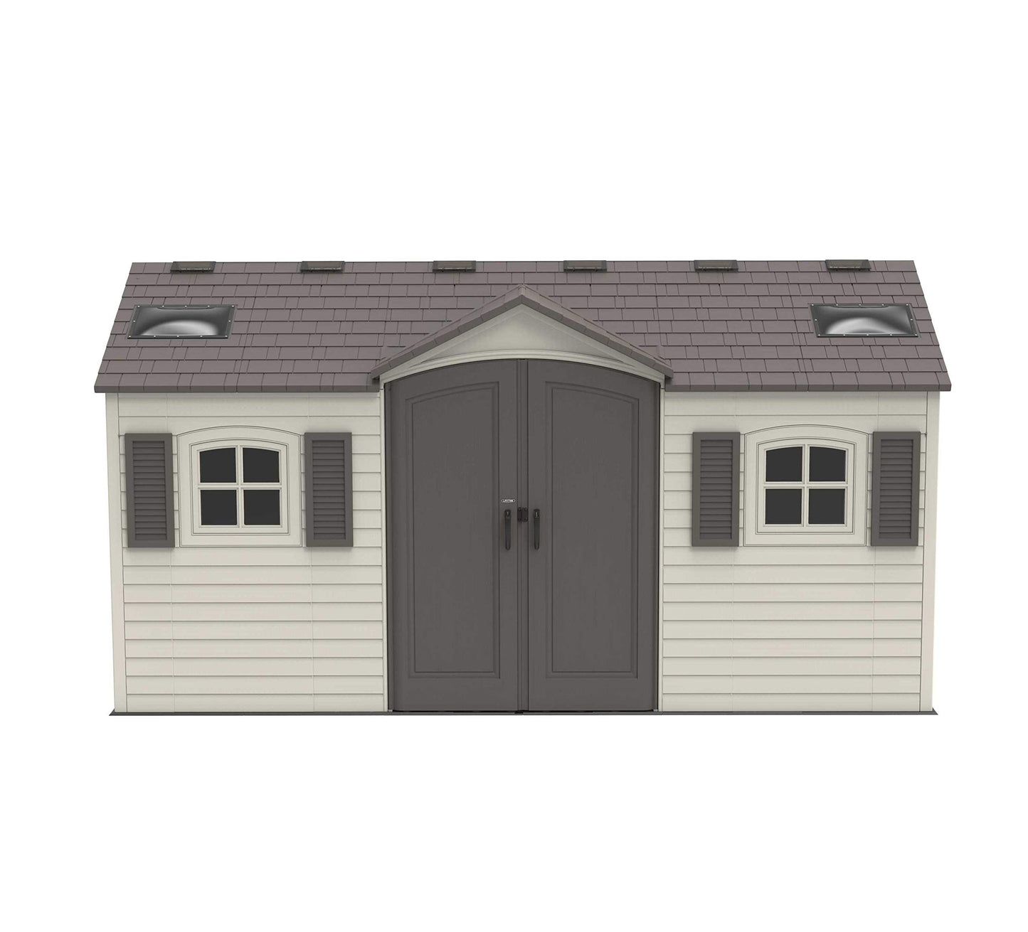 Lifetime 60079 Outdoor Storage Dual Entry Shed, 15 x 8 ft, Desert Sand