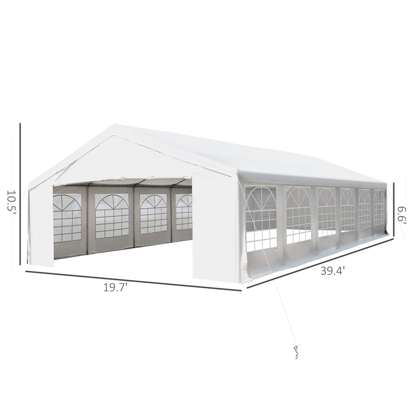 Outsunny 20' x 40' Large Party Tent & Carport with Removable Sidewalls and Double Doors, Heavy Duty Canopy Tent Sun Shade Shelter, for Parties, Wedding, Outdoor Events, BBQ, White 20' x 40'