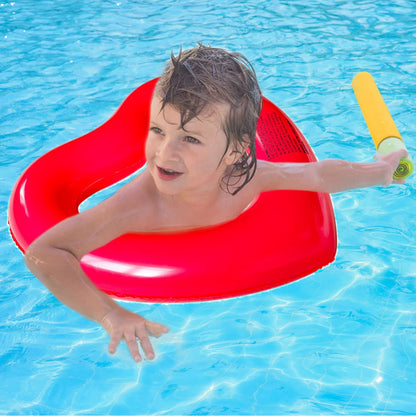 SUNSHINE-MALL Anneaux de Bain Gonflables, Tube de Chaises Longues Flotteur de Piscine en Forme de Coeur, Jouets de Fête de Plage pour Enfants, Adultes Petit Rouge