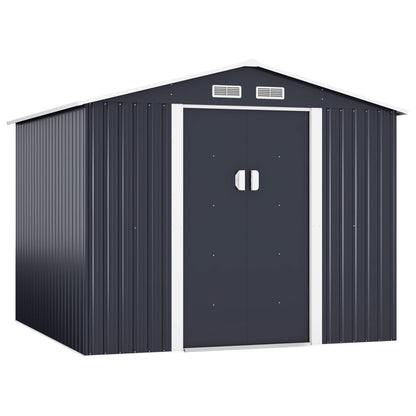 JAXPETY 8 x 8 FT Outdoor Storage Shed Metal Garden Sheds & Outdoor Storage with Sliding Doors for Backyard, Patio, Lawn (Gray, 8'x8') Gray 8x8