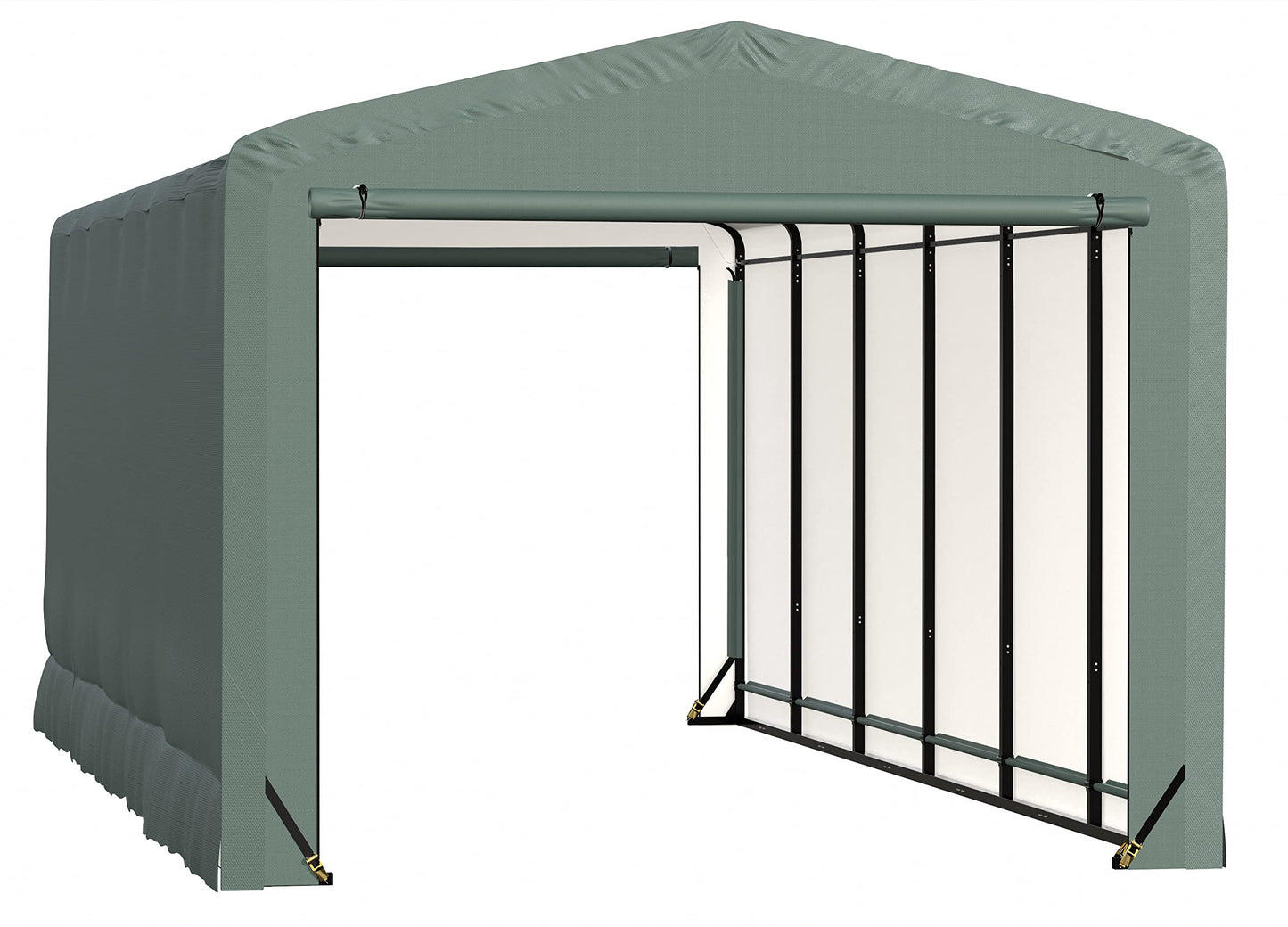 ShelterLogic ShelterTube Abri de garage et de stockage, 12' x 27' x 10', cadre en acier robuste, boîtier résistant au vent et à la neige, vert 12' x 27' x 10' 