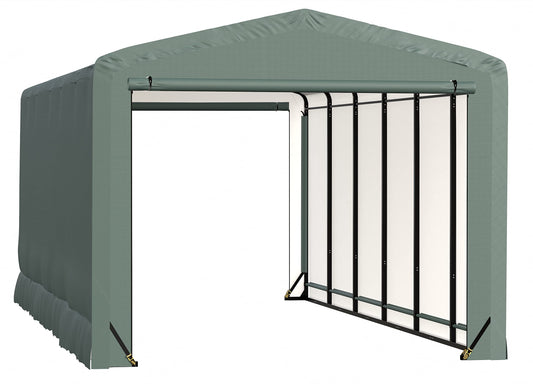 ShelterLogic ShelterTube Garage & Storage Shelter, 12' x 27' x 10' Heavy-Duty Steel Frame Wind and Snow-Load Rated Enclosure, Green 12' x 27' x 10'