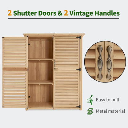 MCombo Armoire de Rangement Extérieure en Bois, Abri à Outils de Jardin avec Loquet, Armoire à Outils Extérieurs en Bois avec Portes Doubles pour Patio 1900 (Naturel, Grand) Naturel 