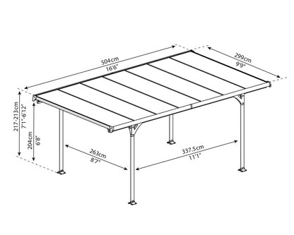 Palram Verona 5000 Abri d'auto et couverture de terrasse – 16' x 10 