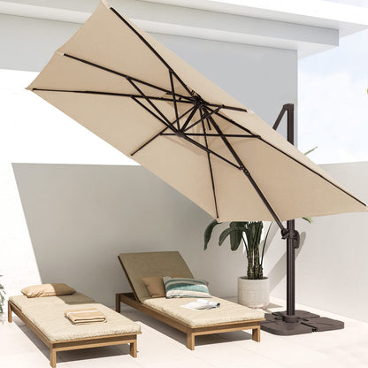 Parasol de patio carré en porte-à-faux 11FT Beige 