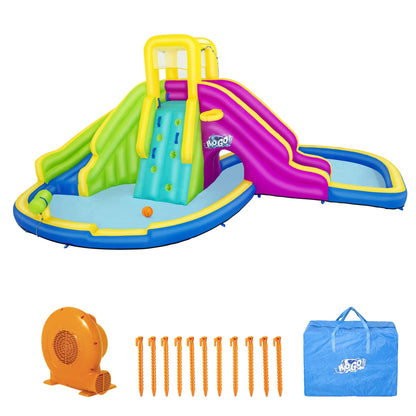 Bestway H2OGO ! Funfinity Splash Kids Méga parc aquatique gonflable d'extérieur avec pompe à air soufflante, toboggans, mur d'escalade et pulvérisateurs d'eau