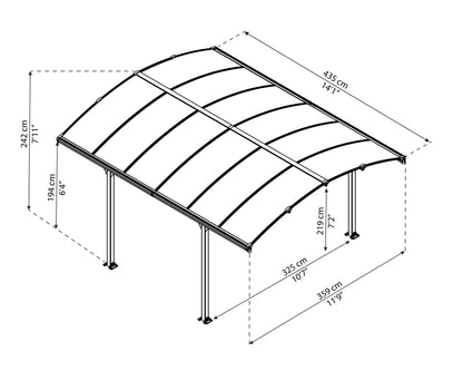 Palram - Abri d'auto Canopia Arcadia 4300 - 12' x 14' - Bronze/Gris 12' x 14' 