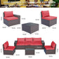 ALAULM Patio Furniture Sets 6 Pieces Patio Sectional Outdoor Fuairs Set - Red