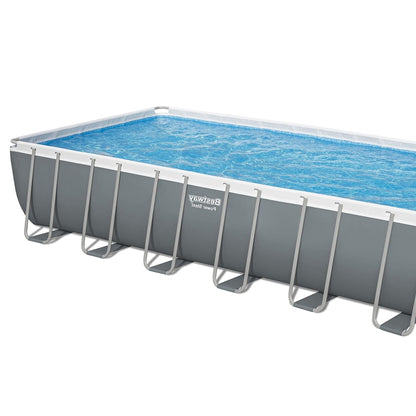 Power Steel 24' x 12' x 52" Rectangular Metal Frame Above Ground Swimming Pool Set