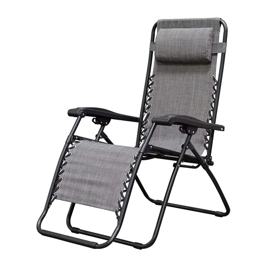 Caravan Sports Zero Gravity Outdoor Portable Folding Camping Lawn Deck Patio Pool Recliner Lounge Chair for Adults, Adjustable Headrest, Gray Grey