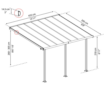 Palram - Canopia Olympia Patio Cover - 10' x 14' - Gray/Bronze 10’ x 14’