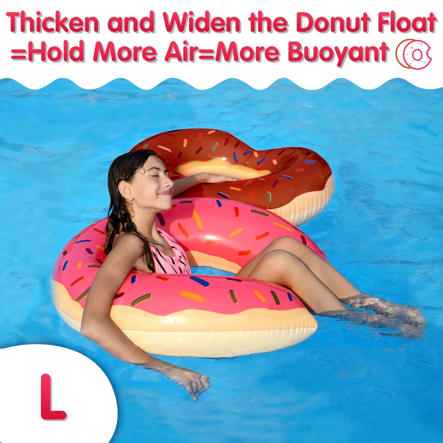 DMAR Donut Pool Floats Donut Pool Floatie Donut Tube Pool Donut Pool Float Donut Gonflables Donut Tube Intérieur Donut Pool Floatie Donut Anneau de Piscine Donut Anneau de Natation pour Piscine de Plage #9 Lot de 2 (Rose et Marron 41in)