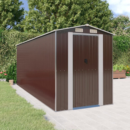 GOLINPEILO Metal Outdoor Garden Storage Shed, Large Steel Utility Tool Shed Storage House, Steel Yard Shed with Double Sliding Doors, Utility and Tool Storage, Dark Brown 75.6"x205.9"x87.8" 75.6"x205.9"x87.8"