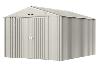 Arrow Shed Elite Abri de rangement extérieur verrouillable en acier avec toit à pignon de 3 m x 3 m, gris froid 