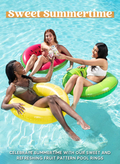 JOYIN Lot de 3 flotteurs de piscine gonflables pour enfants adultes, fruits, anneaux de piscine, anneaux de natation, flotteurs pour décorations de fête de piscine, fruits