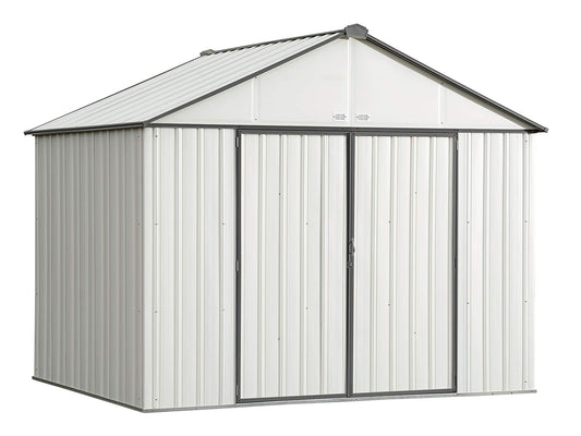 Arrow 10' x 8' EZEE Shed Cream with Charcoal Trim Extra High Gable Steel Storage Shed Cream/Charcoal Trim