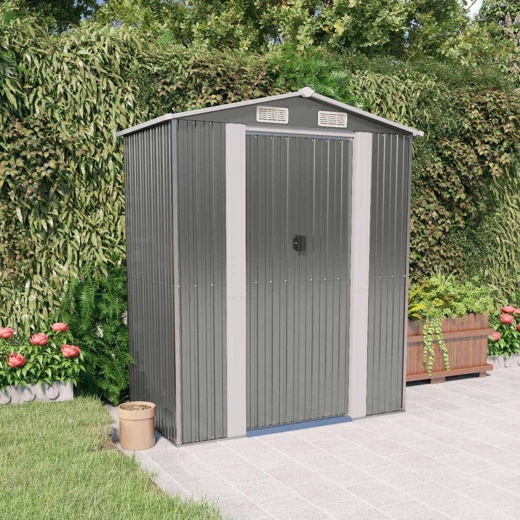 Gecheer Garden Shed Galvanized Steel, Garden Tool Storage Shed with Vent Outdoor Storage Shed Organize Storage House with Door for Backyard Garden Patio Lawn - Light Gray 75.6"x42.5"x87.8" 75.6 x 42.5 x 87.8