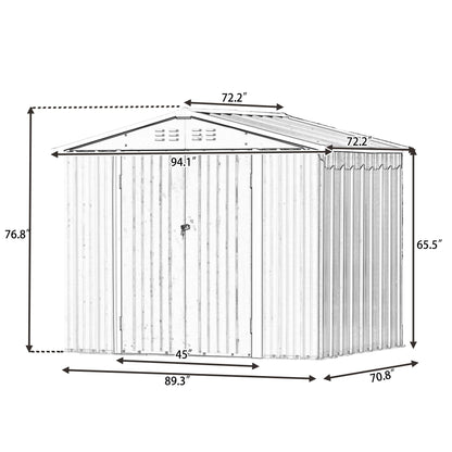 LZ LEISURE ZONE Patio 8'x6' Outdoor Storage Shed Kit,Bike Shed Garden Shed ,Metal Storage Shed with Lockable Doors, Tool Cabinet with Vents and Foundation Frame for Backyard, Lawn, Garden, Brown 8ftx6ft