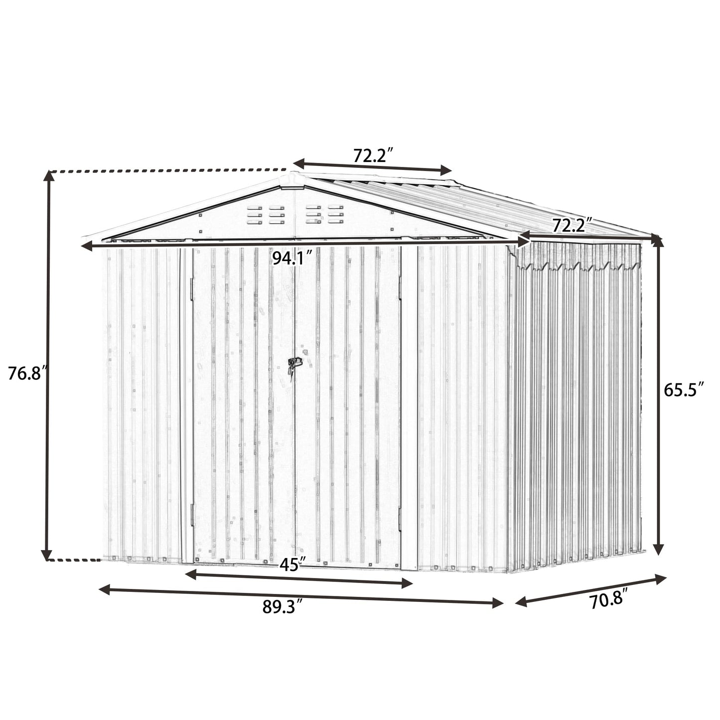 DHPM 8x6 FT Bike Shed Garden Shed, Metal Storage Shed with Lockable Door, Tool Cabinet with Vents and Foundation for Backyard, Lawn, Garden Brown