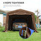 KING BIRD 10' x 20' Heavy Duty Anti-Snow Carport Tent Car Canopy Car Tent Outdoor Instant Garage with Reinforced Ground Bars-Brown 10'X20' Brown