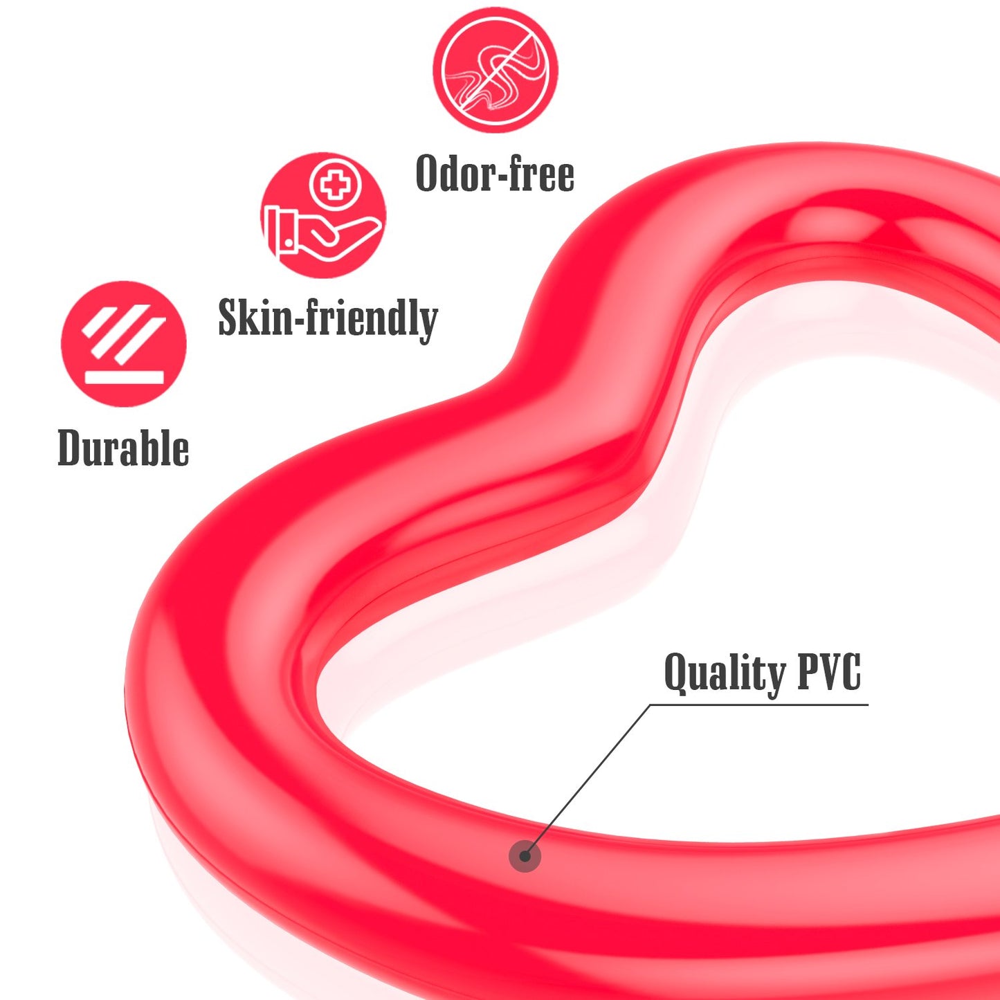 MoKo Inflatable Pool Float for Kids Adults, Clearance Heart Shaped Swim Ring 120cm Diameter Summer Swimming Tube Water Fun Beach Party Pool Toys Swimming Circle Red