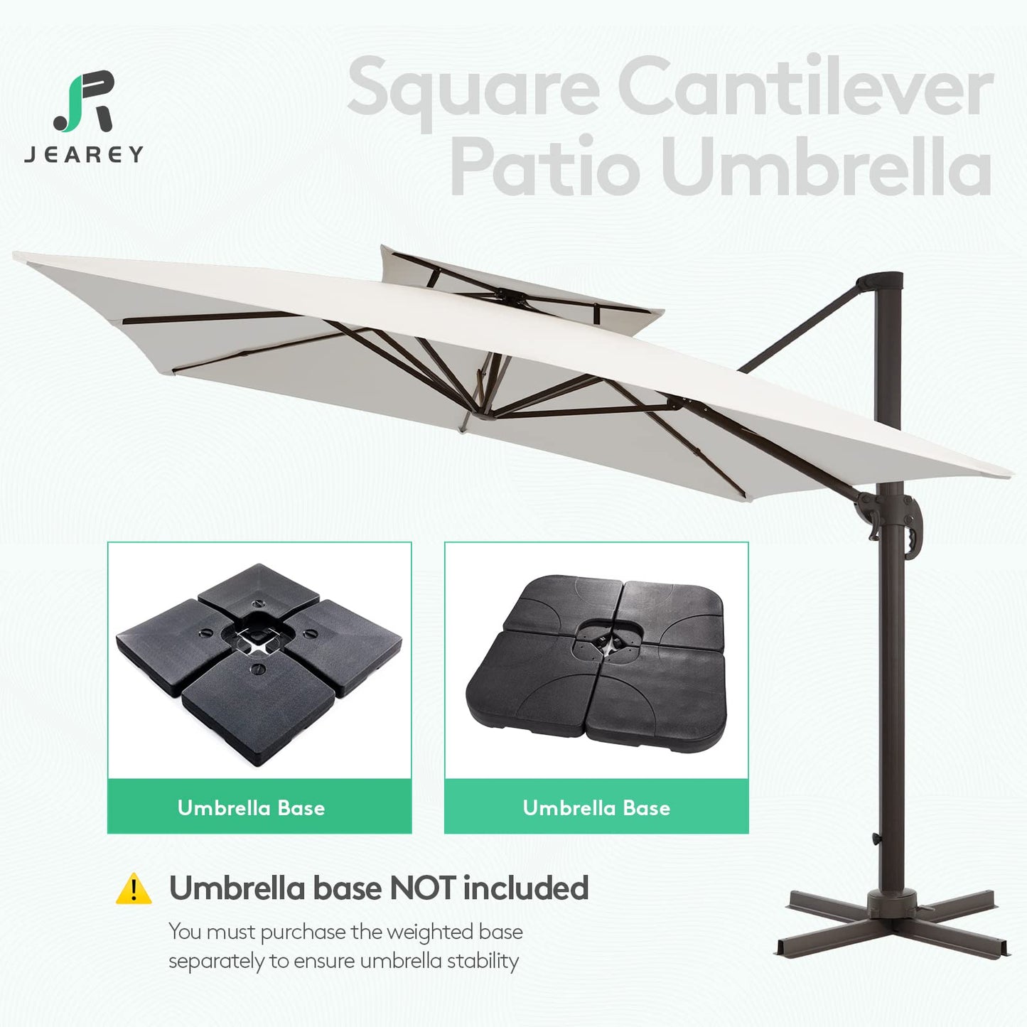 Square Cantilever Patio Umbrella 10FT Cream White