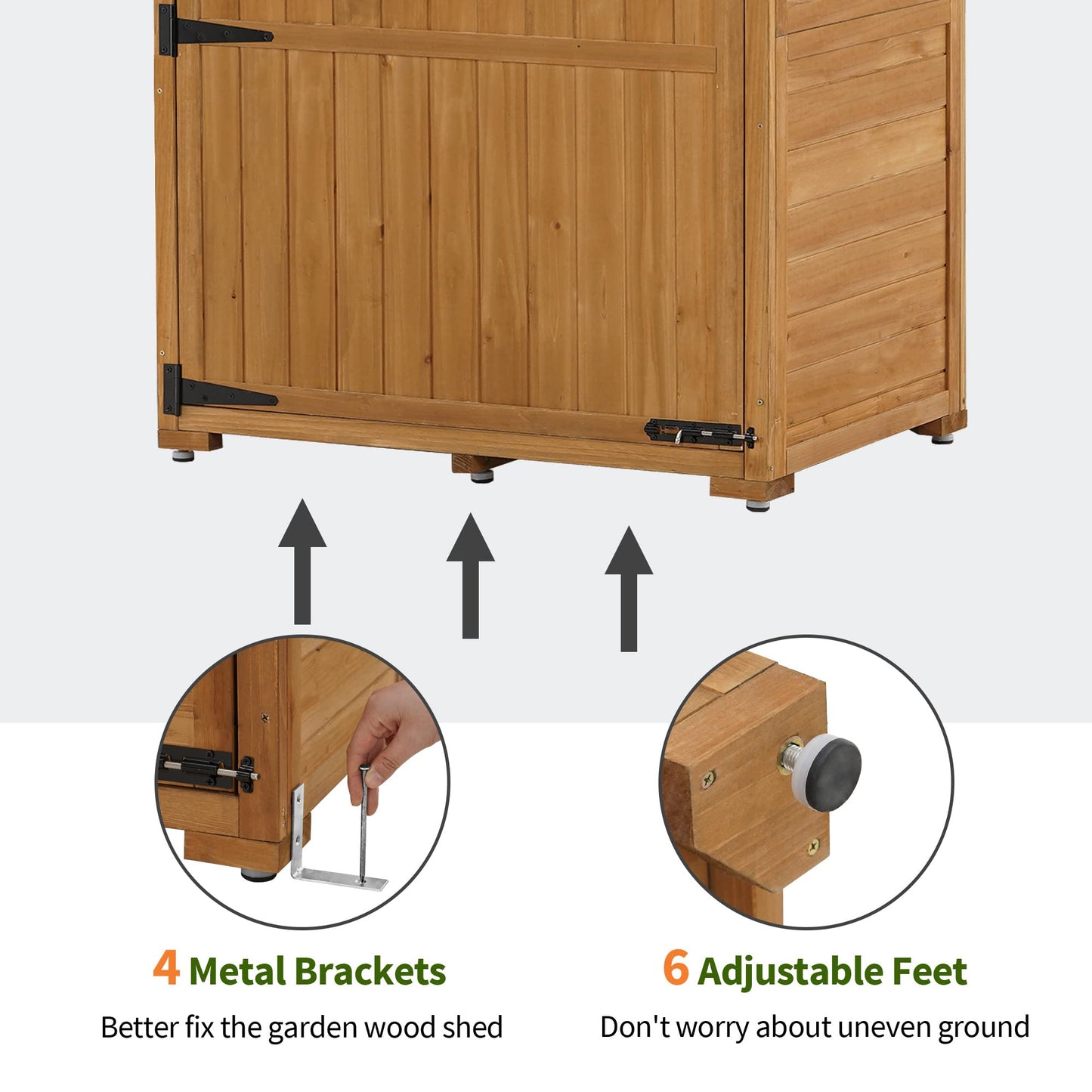 MCombo Grande armoire de rangement extérieure avec table pliante, abri de jardin surdimensionné avec étagères, grand abri de rangement extérieur avec serrure pour terrasse et cour (35,4 x 23,6 x 74 pouces) 1965 (naturel) Naturel 