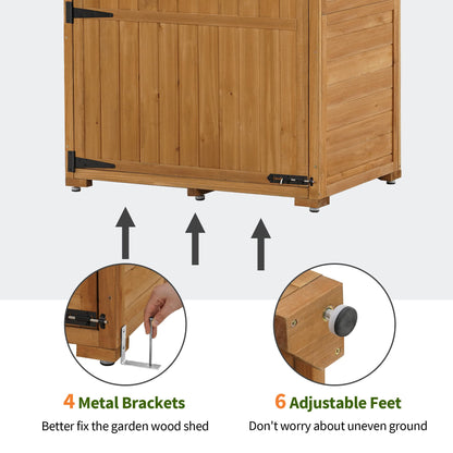 MCombo Grande armoire de rangement extérieure avec table pliante, abri de jardin surdimensionné avec étagères, grand abri de rangement extérieur avec serrure pour terrasse et cour (35,4 x 23,6 x 74 pouces) 1965 (naturel) Naturel 