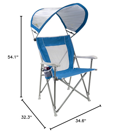 GCI Outdoor Waterside SunShade Captain's Beach Chair & Outdoor Camping Chair With Canopy