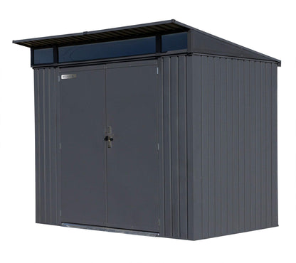 Sojag Denali Bâtiment de stockage extérieur verrouillable en acier avec fenêtres Anthracite 8' x 5' 