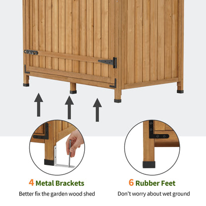 MCombo Grand abri de rangement extérieur avec étagères réglables, armoire de rangement extérieure avec serrure, abri de jardin en bois pour l'extérieur, la cour et la terrasse (38 x 24 x 82 pouces) 6056-1970 (naturel) 